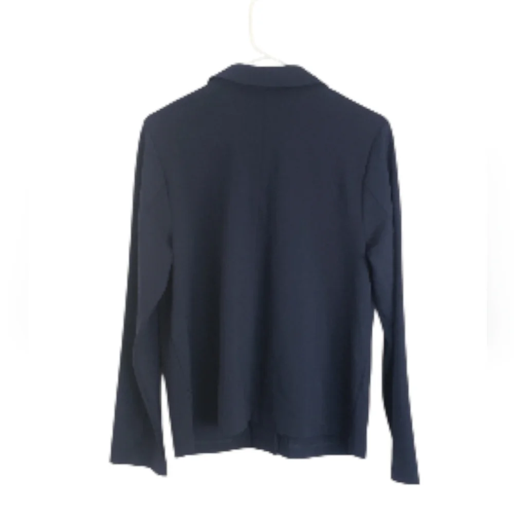 J. Jill Wearever Button Front Jacket Pockets Navy Blue Sz M Career Classic - Picture 10 of 14